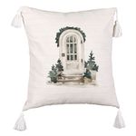 Casa si Gradina - Textile si covoare - Perne si pilote - Perne decorative - Perna Decorativa cu Franjuri cu tematica de Craciun, 8, 45x45 cm, Ecru, Cu fermoar - Infinity.ro