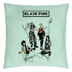 Casa si Gradina - Textile si covoare - Perne si pilote - Perne decorative - Perna Decorativa BlackPink cu Semnaturi, Model 1, 40x40 cm, Verde Menta, Husa Detasabila, Burduf - Infinity.ro
