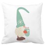 Casa si Gradina - Textile si covoare - Perne si pilote - Perne decorative - Perna Decorativa cu tematica de Craciun, Gnom 4, 40x40 cm, Alb mat, Husa Detasabila, Burduf - Infinity.ro