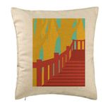 Casa si Gradina - Textile si covoare - Perne si pilote - Perne decorative - Perna Decorativa, Model Bridge Art, 40x40 cm, Bej, Husa Detasabila, Burduf - Infinity.ro