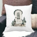 Casa si Gradina - Textile si covoare - Perne si pilote - Perne decorative - Perna Decorativa cu tematica de Craciun, 8, 40x40 cm, Alb mat, Husa Detasabila, Burduf - Infinity.ro