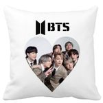 Casa si Gradina - Textile si covoare - Perne si pilote - Perne decorative - Perna Decorativa BTS Army 4, 40x40 cm, Alb mat, Husa Detasabila, Burduf - Infinity.ro
