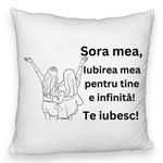 Casa si Gradina - Textile si covoare - Perne si pilote - Perne decorative - Perna Decorativa Fluffy, Sora mea 5, 40x40 cm, Alb, Husa Detasabila, Burduf - Infinity.ro