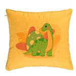 Casa si Gradina - Textile si covoare - Perne si pilote - Perne decorative - Perna Decorativa, Model Dinozaur Galben Verde, 40x40 cm, Galben, Husa Detasabila, Burduf - Infinity.ro