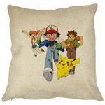 Casa si Gradina - Textile si covoare - Perne si pilote - Perne decorative - Perna Decorativa cu Pokemon Pikachu, 40x40 cm, Husa Detasabila, Burduf - Infinity.ro