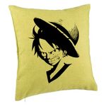 Casa si Gradina - Textile si covoare - Perne si pilote - Perne decorative - Perna Decorativa cu One piece Luffy Black, 40x40 cm, Verde, Husa Detasabila, Burduf - Infinity.ro