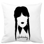 Casa si Gradina - Textile si covoare - Perne si pilote - Perne decorative - Perna Decorativa Wednesday Addams 2,40x40 cm, Alb mat, Husa Detasabila, Burduf - Infinity.ro