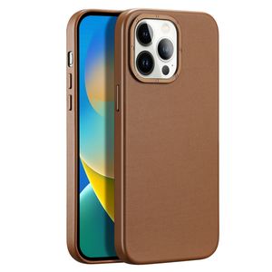 Husa protectie pentru iPhone 14 Pro, Piele Ecologica, Maro