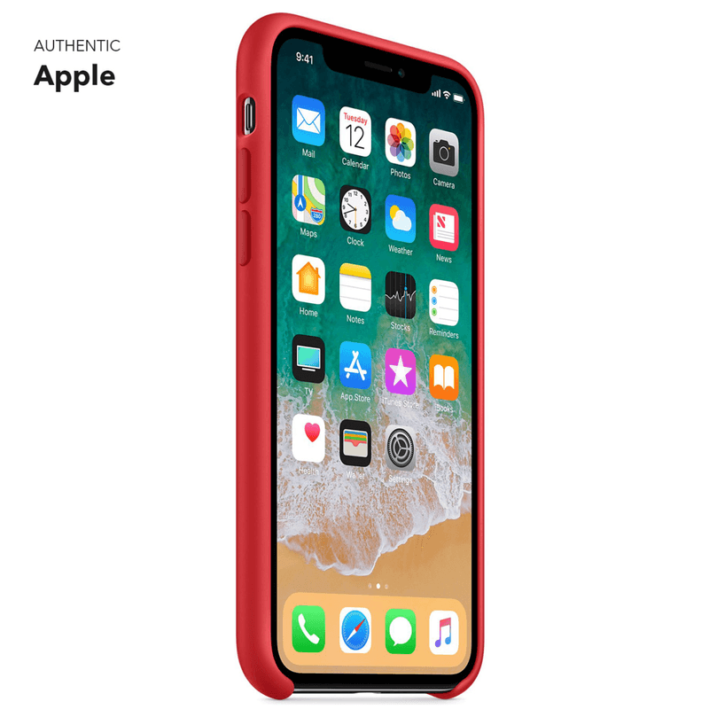 Laptop, Telefoane si Tablete - Telefoane mobile si accesorii - Accesorii Telefoane - Huse telefoane - Husa din silicon cu logo Apple pentru protectia spate a iPhone-ului X intr-un elegant rosu - Infinity.ro