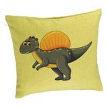 Casa si Gradina - Textile si covoare - Perne si pilote - Perne decorative - Perna Decorativa, Model copii Dinozaur Mov inchis, 40x40 cm, Verde, Husa Detasabila, Burduf - Infinity.ro