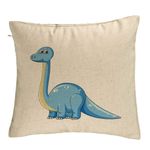 Casa si Gradina - Textile si covoare - Perne si pilote - Perne decorative - Perna Decorativa, Model copii, Blue Dinozaur, 40x40 cm, Bej, Husa Detasabila, Burduf - Infinity.ro