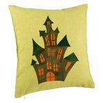 Casa si Gradina - Textile si covoare - Perne si pilote - Perne decorative - Perna Decorativa cu motiv de Halloween 6, 40x40 cm, Verde, Husa Detasabila, Burduf - Infinity.ro