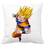 Casa si Gradina - Textile si covoare - Perne si pilote - Perne decorative - Perna Decorativa cu Goku Angry, 40x40 cm, Alb mat, Husa Detasabila, Burduf - Infinity.ro