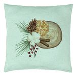 Casa si Gradina - Textile si covoare - Perne si pilote - Perne decorative - Perna Decorativa cu tematica de Craciun, 14, 40x40 cm, Verde Menta, Husa Detasabila, Burduf - Infinity.ro