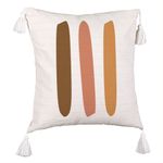 Casa si Gradina - Textile si covoare - Perne si pilote - Perne decorative - Perna Decorativa cu Franjuri, Model Abstracta 13, 45x45 cm, Ecru, Cu fermoar - Infinity.ro
