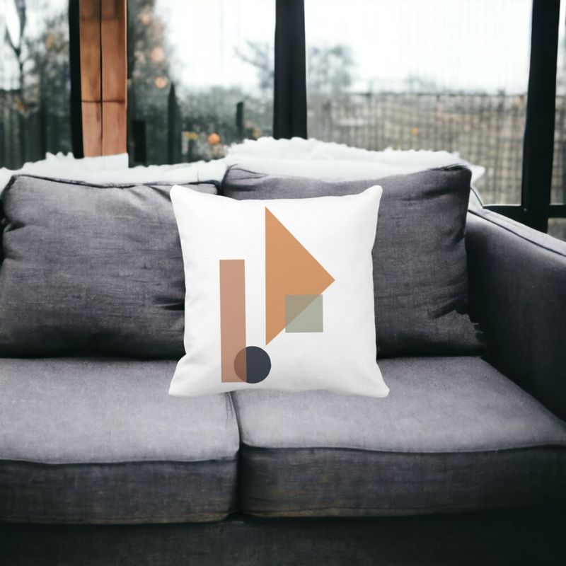 Casa si Gradina - Textile si covoare - Perne si pilote - Perne decorative - Perna Decorativa Forme Geometrice 1, Multicolor, 40x40 cm, Alb mat, Husa Detasabila, Burduf - Infinity.ro