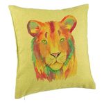 Casa si Gradina - Textile si covoare - Perne si pilote - Perne decorative - Perna Decorativa, Model Colorful Lion, 40x40 cm, Verde, Husa Detasabila, Burduf - Infinity.ro