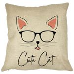 Casa si Gradina - Textile si covoare - Perne si pilote - Perne decorative - Perna Decorativa Patrata Cute Cat, 40x40 cm, Husa Detasabila, Burduf - Infinity.ro