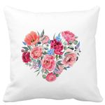 Casa si Gradina - Textile si covoare - Perne si pilote - Perne decorative - Perna Decorativa, Heart of Flowers, 40x40 cm, Alb mat, Husa Detasabila, Burduf - Infinity.ro