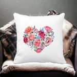 Casa si Gradina - Textile si covoare - Perne si pilote - Perne decorative - Perna Decorativa, Heart of Flowers, 40x40 cm, Alb mat, Husa Detasabila, Burduf - Infinity.ro