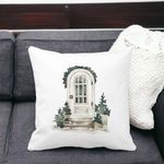 Casa si Gradina - Textile si covoare - Perne si pilote - Perne decorative - Perna Decorativa cu tematica de Craciun, 3, 40x40 cm, Alb mat, Husa Detasabila, Burduf - Infinity.ro