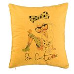 Casa si Gradina - Textile si covoare - Perne si pilote - Perne decorative - Perna Decorativa, Model So Cute, 40x40 cm, Galben, Husa Detasabila, Burduf - Infinity.ro