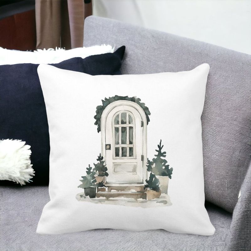 Casa si Gradina - Textile si covoare - Perne si pilote - Perne decorative - Perna Decorativa cu tematica de Craciun, 3, 40x40 cm, Alb mat, Husa Detasabila, Burduf - Infinity.ro