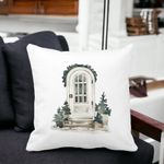 Casa si Gradina - Textile si covoare - Perne si pilote - Perne decorative - Perna Decorativa cu tematica de Craciun, 3, 40x40 cm, Alb mat, Husa Detasabila, Burduf - Infinity.ro