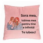 Casa si Gradina - Textile si covoare - Perne si pilote - Perne decorative - Perna Decorativa Sora mea 14, 40x40 cm, Roz, Husa Detasabila, Burduf - Infinity.ro