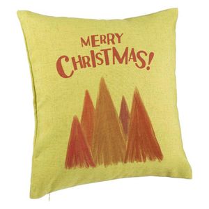 Perna Decorativa de Craciun Brazi color si text, 40x40 cm, Verde, Husa Detasabila, Burduf