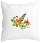 Casa si Gradina - Textile si covoare - Perne si pilote - Perne decorative - Perna Decorativa Patrata Florale, 40x40 cm, Alb mat, Husa Detasabila, Burduf - Infinity.ro
