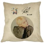 Casa si Gradina - Textile si covoare - Perne si pilote - Perne decorative - Perna Decorativa BTS Jungkook, 40x40 cm, Husa Detasabila, Burduf - Infinity.ro