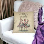 Casa si Gradina - Textile si covoare - Perne si pilote - Perne decorative - Perna Decorativa cu tematica de Craciun, Flamingo si Text, 40x40 cm, Husa Detasabila, Burduf - Infinity.ro