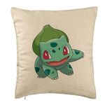 Casa si Gradina - Textile si covoare - Perne si pilote - Perne decorative - Perna Decorativa, Model copii Bulbasaur, 40x40 cm, Bej, Husa Detasabila, Burduf - Infinity.ro