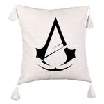 Casa si Gradina - Textile si covoare - Perne si pilote - Perne decorative - Perna Decorativa cu Franjuri cu Assasins Creed Fans 2, 45x45 cm, Ecru, Cu fermoar - Infinity.ro