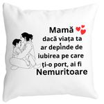 Casa si Gradina - Textile si covoare - Perne si pilote - Perne decorative - Perna Decorativa pentru Mama 5,40x40 cm, Alb mat, Husa Detasabila, Burduf - Infinity.ro