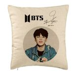 Casa si Gradina - Textile si covoare - Perne si pilote - Perne decorative - Perna Decorativa BTS Jimin, 40x40 cm, Bej, Husa Detasabila, Burduf - Infinity.ro