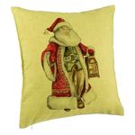 Casa si Gradina - Textile si covoare - Perne si pilote - Perne decorative - Perna Decorativa cu Mos Craciun 1, 40x40 cm, Verde, Husa Detasabila, Burduf - Infinity.ro