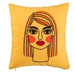 Casa si Gradina - Textile si covoare - Perne si pilote - Perne decorative - Perna Decorativa, Model Paint, 40x40 cm, Galben, Husa Detasabila, Burduf - Infinity.ro