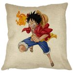 Casa si Gradina - Textile si covoare - Perne si pilote - Perne decorative - Perna Decorativa cu One Piece Luffy, 40x40 cm, Husa Detasabila, Burduf - Infinity.ro