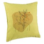 Casa si Gradina - Textile si covoare - Perne si pilote - Perne decorative - Perna Decorativa, Model Corp Femeie si Flori, 40x40 cm, Verde, Husa Detasabila, Burduf - Infinity.ro