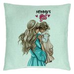 Casa si Gradina - Textile si covoare - Perne si pilote - Perne decorative - Perna Decorativa, Model Mommys Girl, 40x40 cm, Verde Menta, Husa Detasabila, Burduf - Infinity.ro
