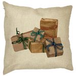 Casa si Gradina - Textile si covoare - Perne si pilote - Perne decorative - Perna Decorativa cu tematica de Craciun, Cadouri, 40x40 cm, Husa Detasabila, Burduf - Infinity.ro