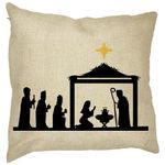 Casa si Gradina - Textile si covoare - Perne si pilote - Perne decorative - Perna Decorativa cu tematica de Craciun, Sarbatoarea Nasterii 2, 40x40 cm, Husa Detasabila, Burduf - Infinity.ro