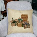 Casa si Gradina - Textile si covoare - Perne si pilote - Perne decorative - Perna Decorativa cu tematica de Craciun, Cadouri, 40x40 cm, Husa Detasabila, Burduf - Infinity.ro