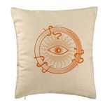 Casa si Gradina - Textile si covoare - Perne si pilote - Perne decorative - Perna Decorativa, Model Mystic Eye, 40x40 cm, Bej, Husa Detasabila, Burduf - Infinity.ro