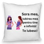 Casa si Gradina - Textile si covoare - Perne si pilote - Perne decorative - Perna Decorativa Fluffy, Sora mea 16, 40x40 cm, Alb, Husa Detasabila, Burduf - Infinity.ro