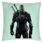 Casa si Gradina - Textile si covoare - Perne si pilote - Perne decorative - Perna Decorativa cu The Witcher 2, 40x40 cm, Verde Menta, Husa Detasabila, Burduf - Infinity.ro