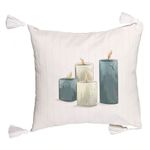 Casa si Gradina - Textile si covoare - Perne si pilote - Perne decorative - Perna Decorativa cu Franjuri cu tematica de Craciun, Lumanari 4, 45x45 cm, Ecru, Cu fermoar - Infinity.ro