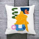 Casa si Gradina - Textile si covoare - Perne si pilote - Perne decorative - Perna Decorativa Patrata Abstracta 3,40x40 cm, Alb mat, Husa Detasabila, Burduf - Infinity.ro
